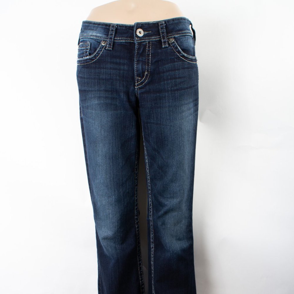 Silver Jeans Suki Surplus Bootcut (28 X 32) Women's Jeans Dark Wash Flap Pocket